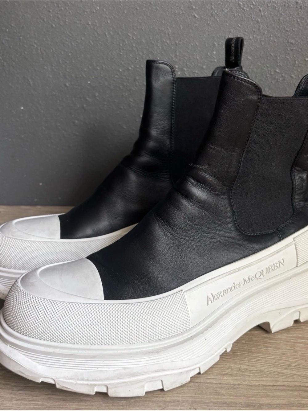Alexander McQueen Tread Slick Boots 'Black White' Sz 45